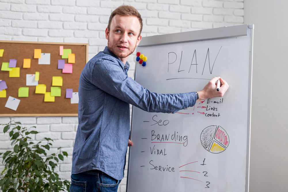 hombre creando un plan b